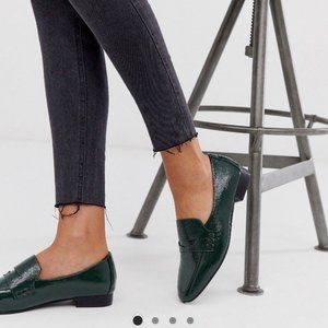 ASOS Design Membership Loafer Flat Shoes in Green